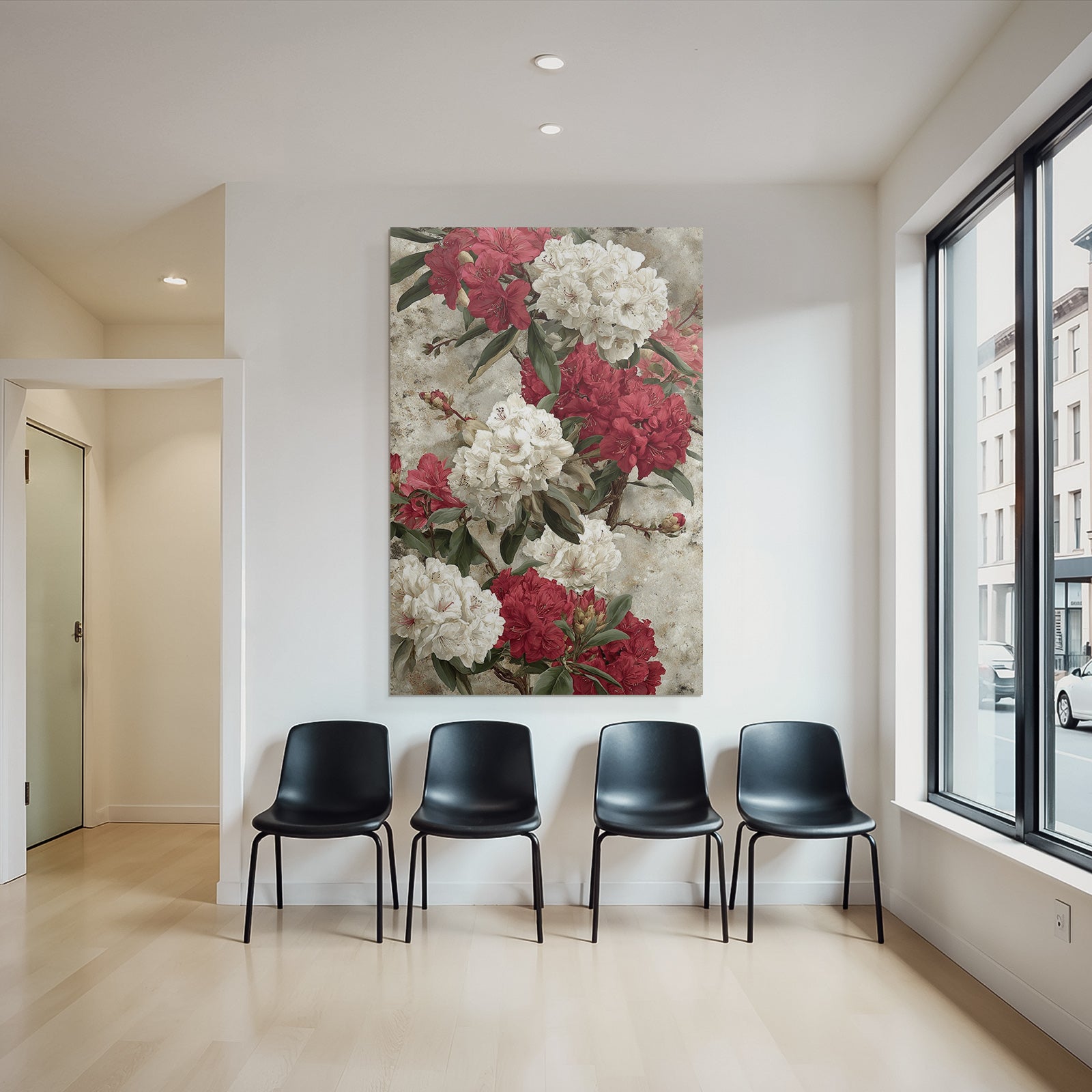 Schön Bunte Rhododendron Anordnung Mit Roten Und Weissen Blüten