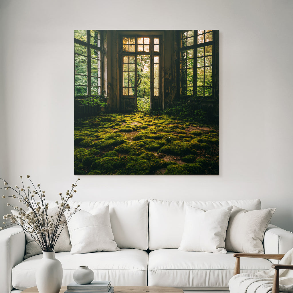Abandoned Interior Space With Moss And Nature Reclaiming Human Spaces | Lost Places | Architektur