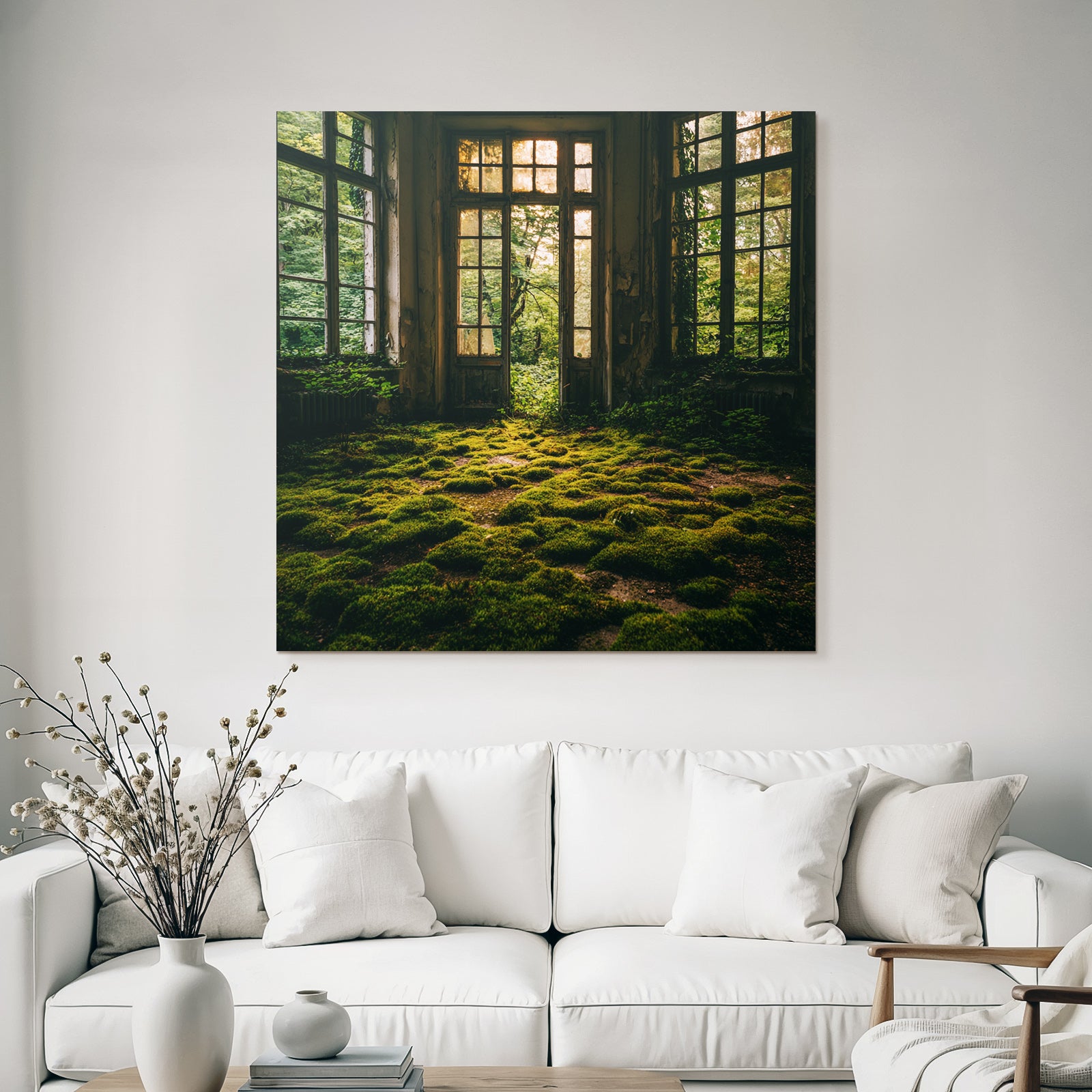 Abandoned Interior Space With Moss And Nature Reclaiming Human Spaces | Lost Places | Architektur