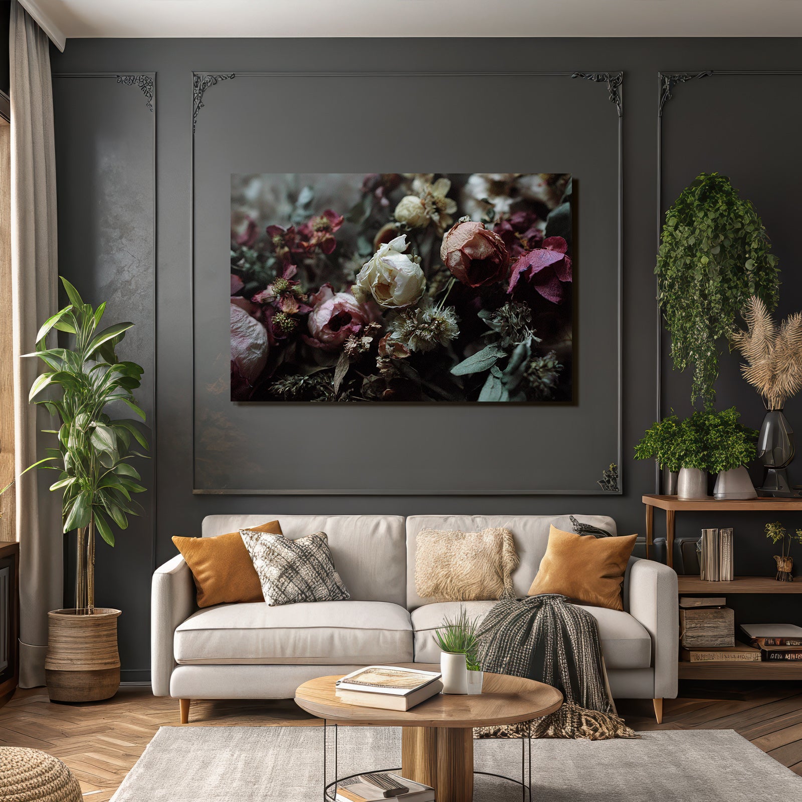 Trocken Retro Flowers Getrocknete Arrangement Mit Sämigen Farben