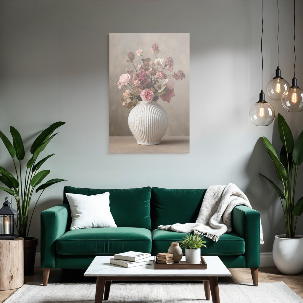 Trocken Retro Flowers Schöne Anordnung In Einem Dekorativen Vase Mit Rosen Und Dried Foliage
