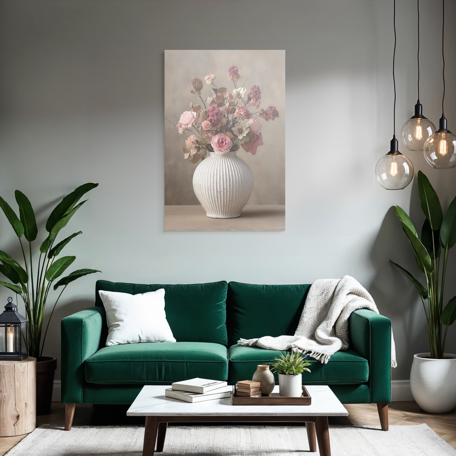 Trocken Retro Flowers Schöne Anordnung In Einem Dekorativen Vase Mit Rosen Und Dried Foliage