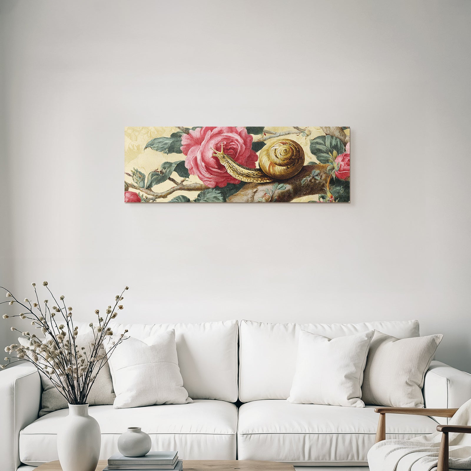 Schnecke Und Rosen Mit Grünen Pflanzen