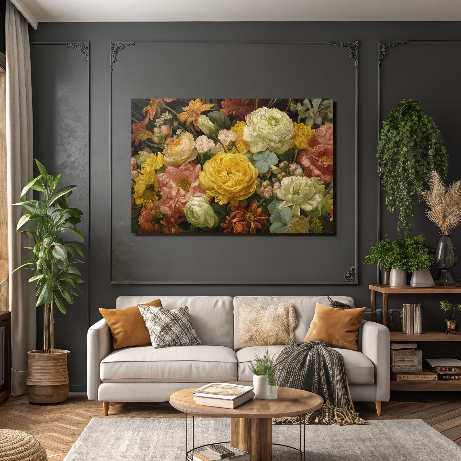 Trocken Retro Flowers Lebendige Florale Arrangement Mit Bunten
