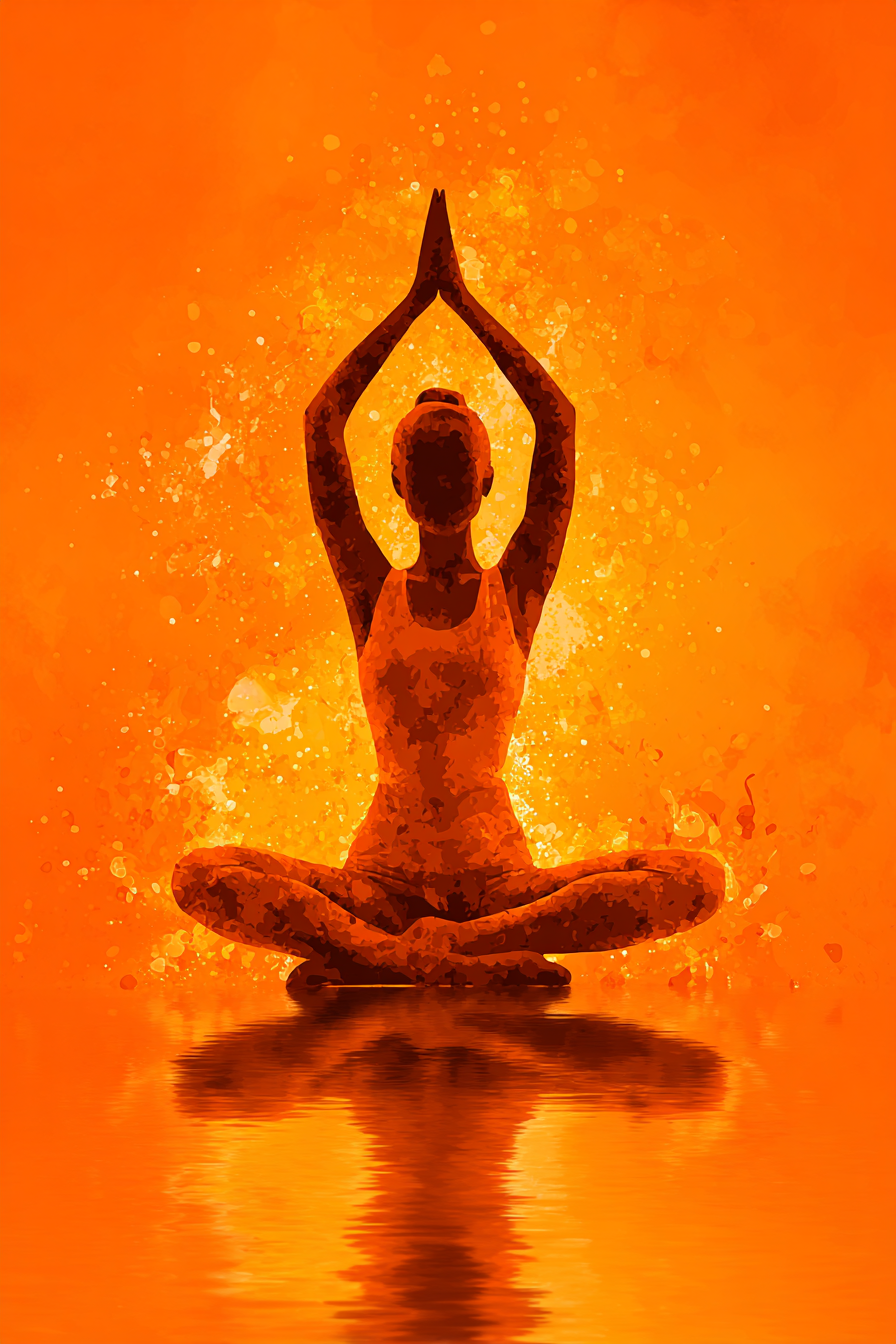 Yoga Meditation Meditierende Figur Im Orangen Hintergrund Ruhige Spiritualität | Yoga und Meditation | Themen und Hobbys