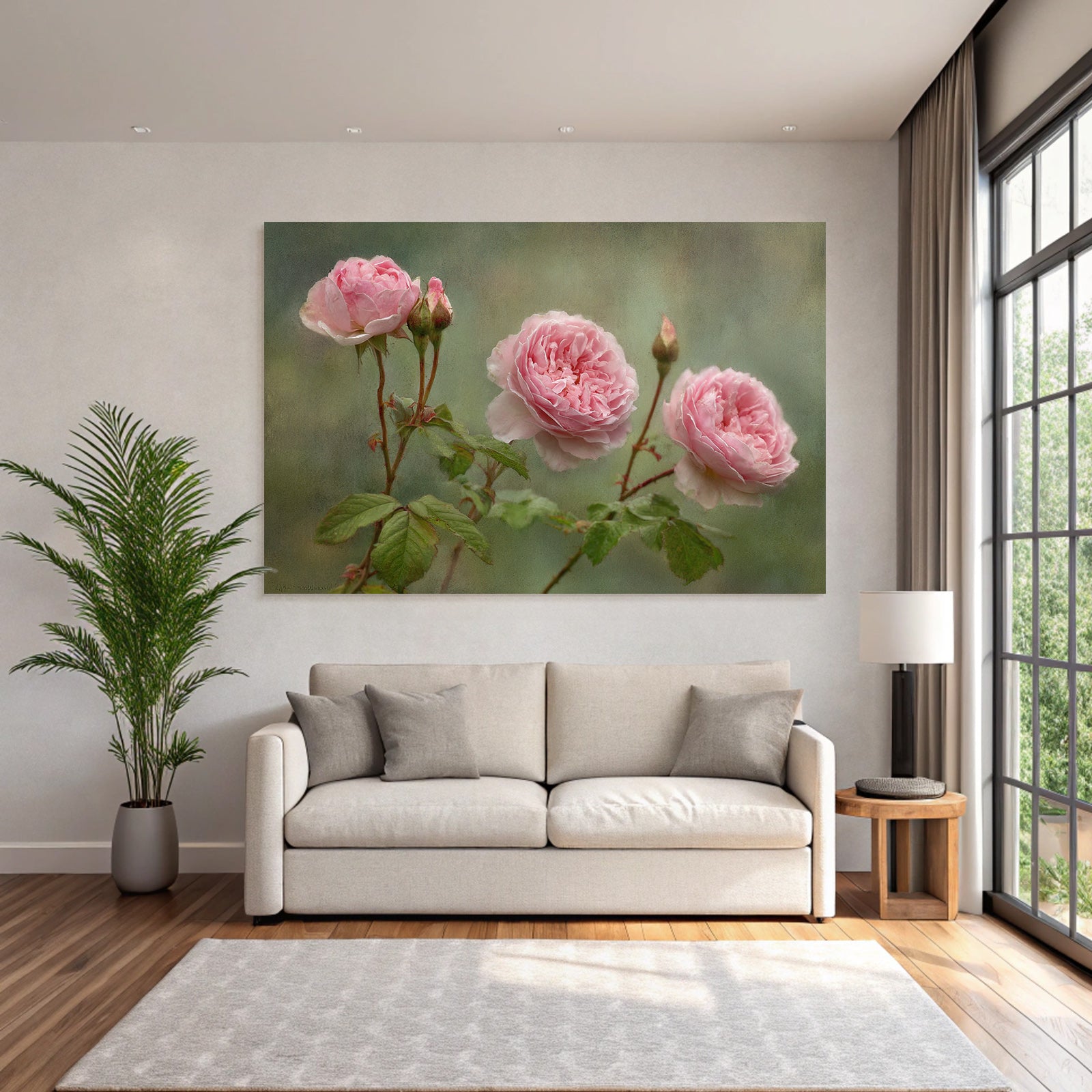 Rosa Rosen In Verschiedenen Blütenstadien Mit Knospen Und Grünen Blättern