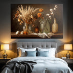 Trocken Retro Flowers Dried Flower Still Life Mit Pampasgras Rosen Und Baumwolle Glaskrüge Deko