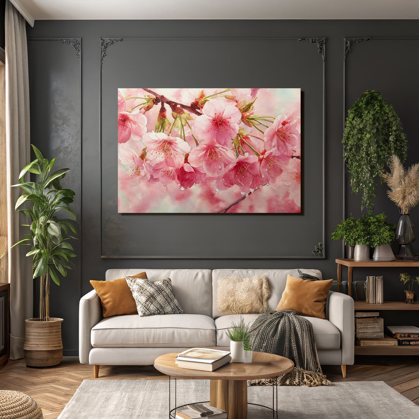 Aquarell Von Kirschblüten Im Frühling