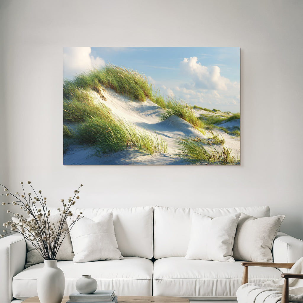 Sandy Dunes Mit Grünem Gras Unter Blaüm Himmel | Duenen und Heide | Landschaften