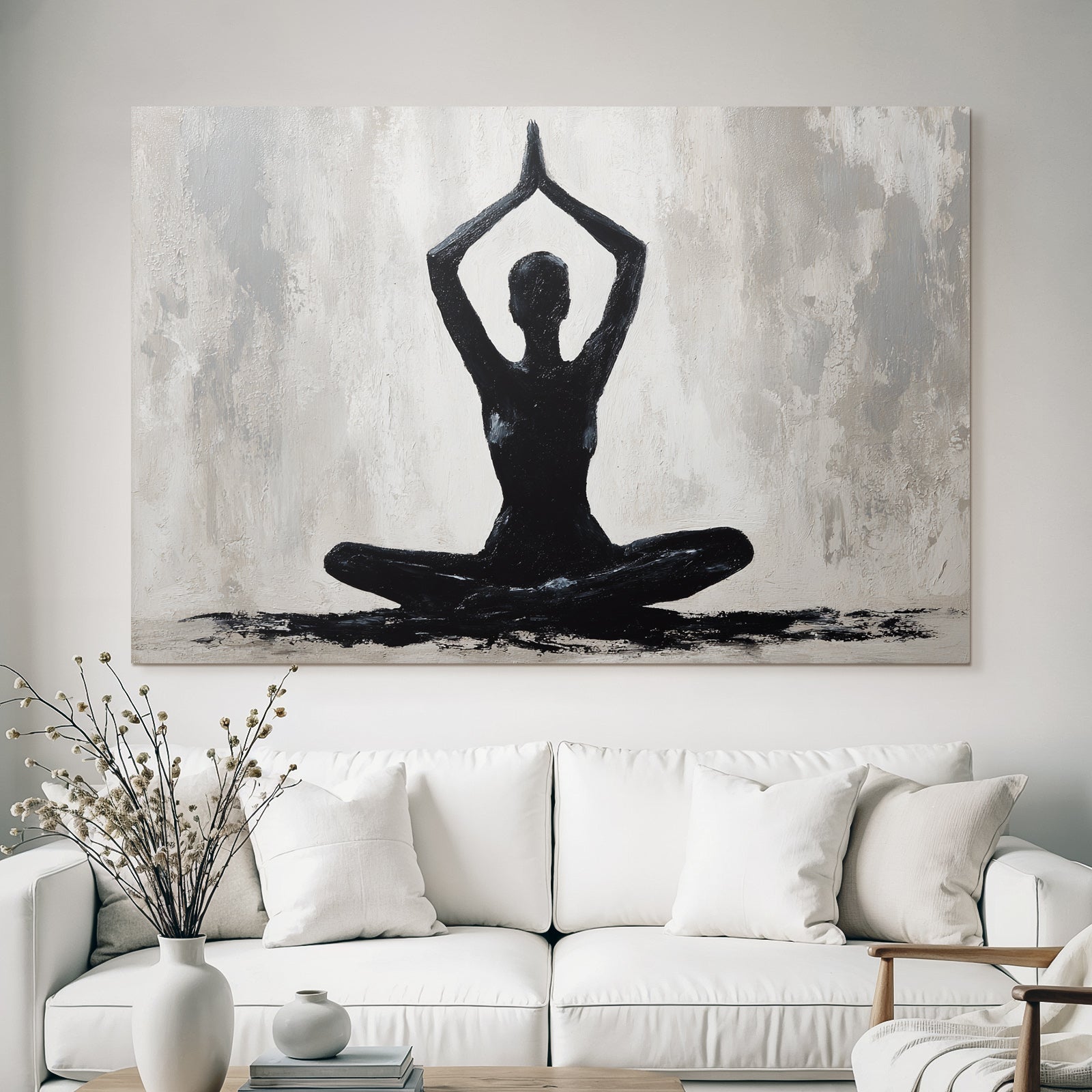 Yoga Meditation Meditierender Mensch Im Grau Mit Händen Oben | Yoga und Meditation | Themen und Hobbys