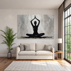 Yoga Meditation Meditierender Mensch Im Grau Mit Händen Oben | Yoga und Meditation | Themen und Hobbys