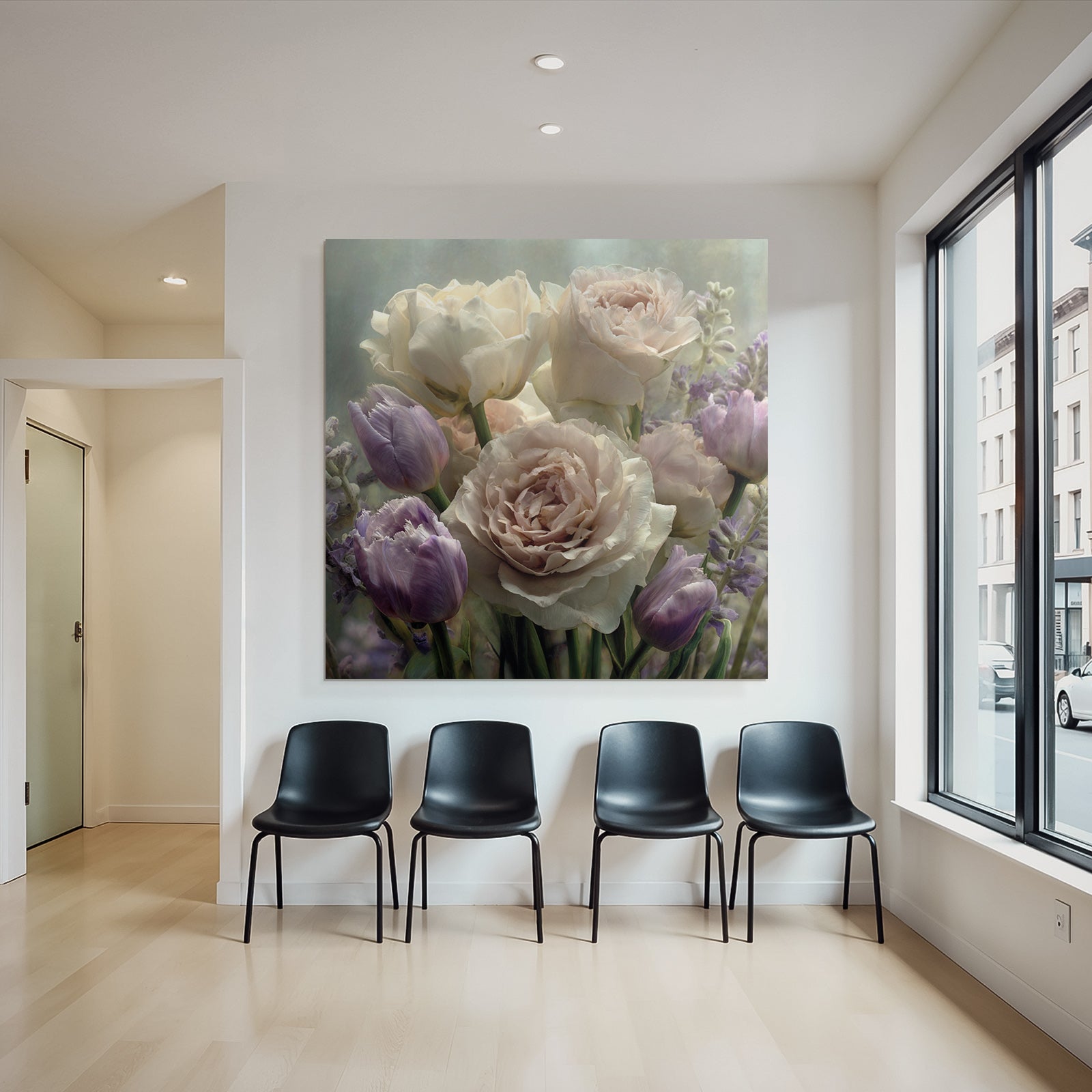 Zarte Rosen Und Tulpen Im Weichen Hintergrund