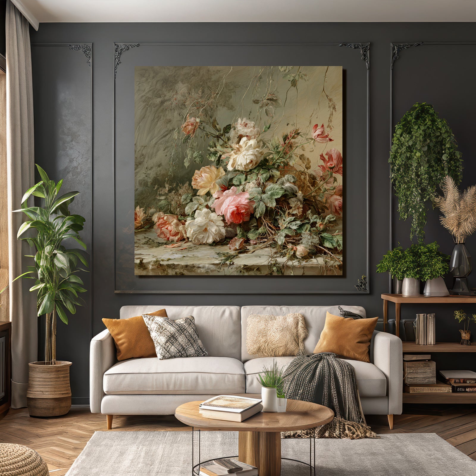 Klassisches Stilleben Mit Rosen Und Grunem Laub