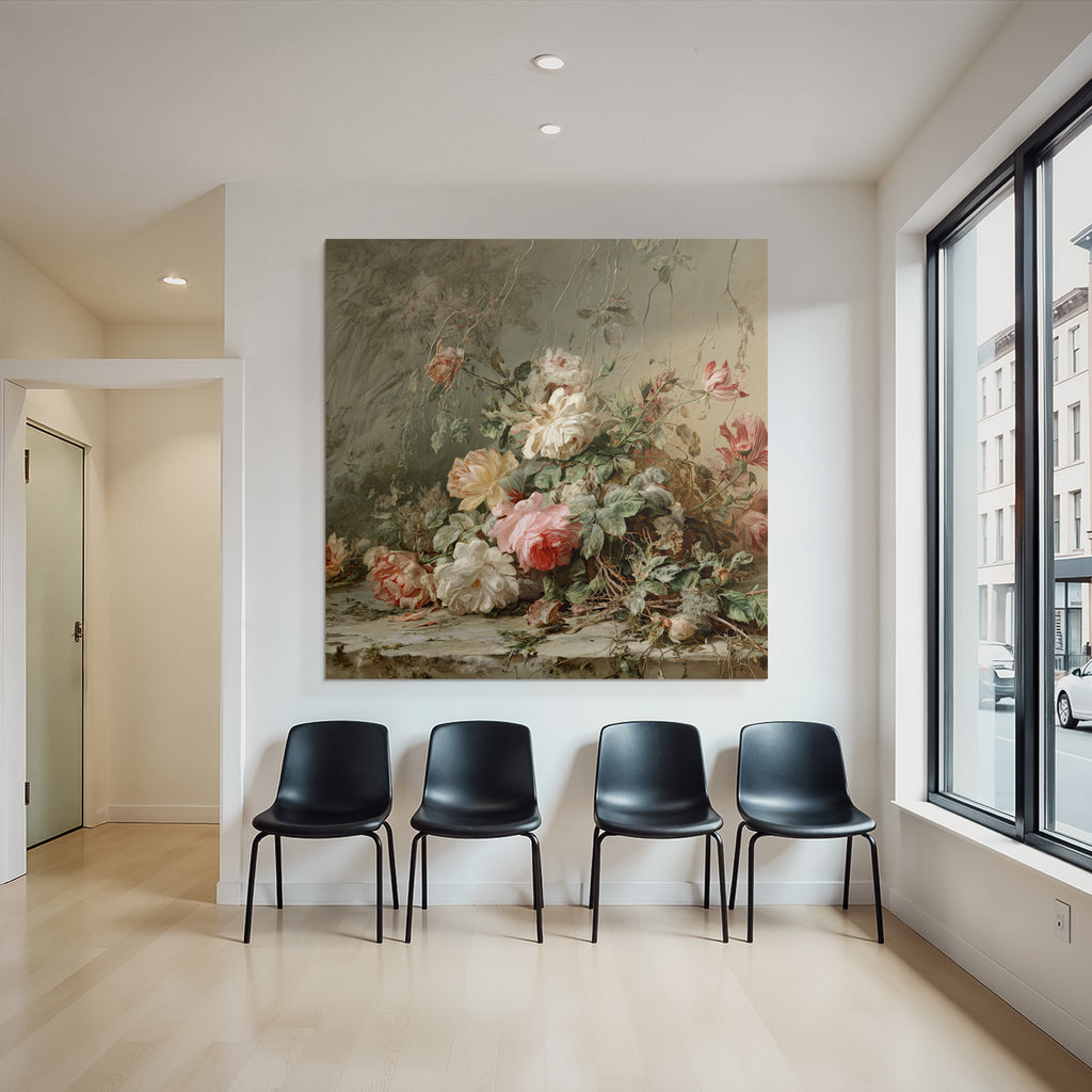 Klassisches Stilleben Mit Rosen Und Grunem Laub