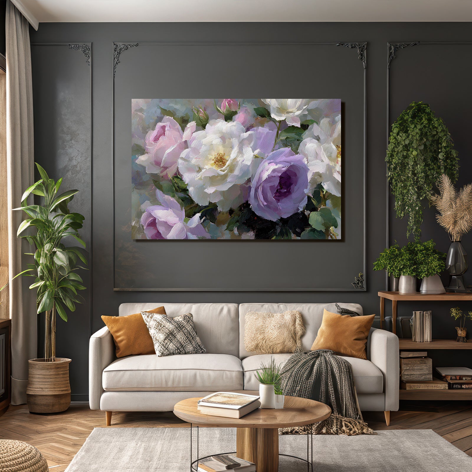 Arrangement Aus Rosen In Rosa Weiss Und Lavendel