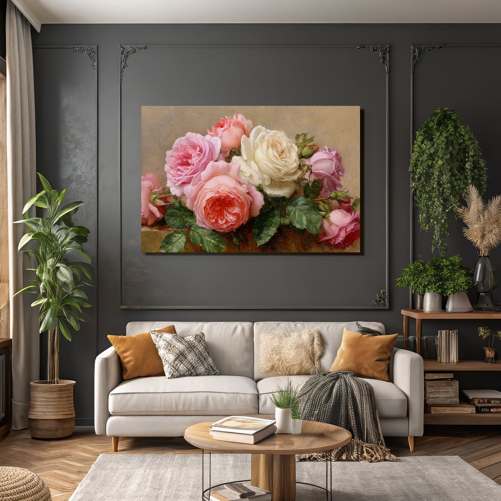 Weiches Impressionistisches Rosenarrangement In Rosatönen Und Weiss