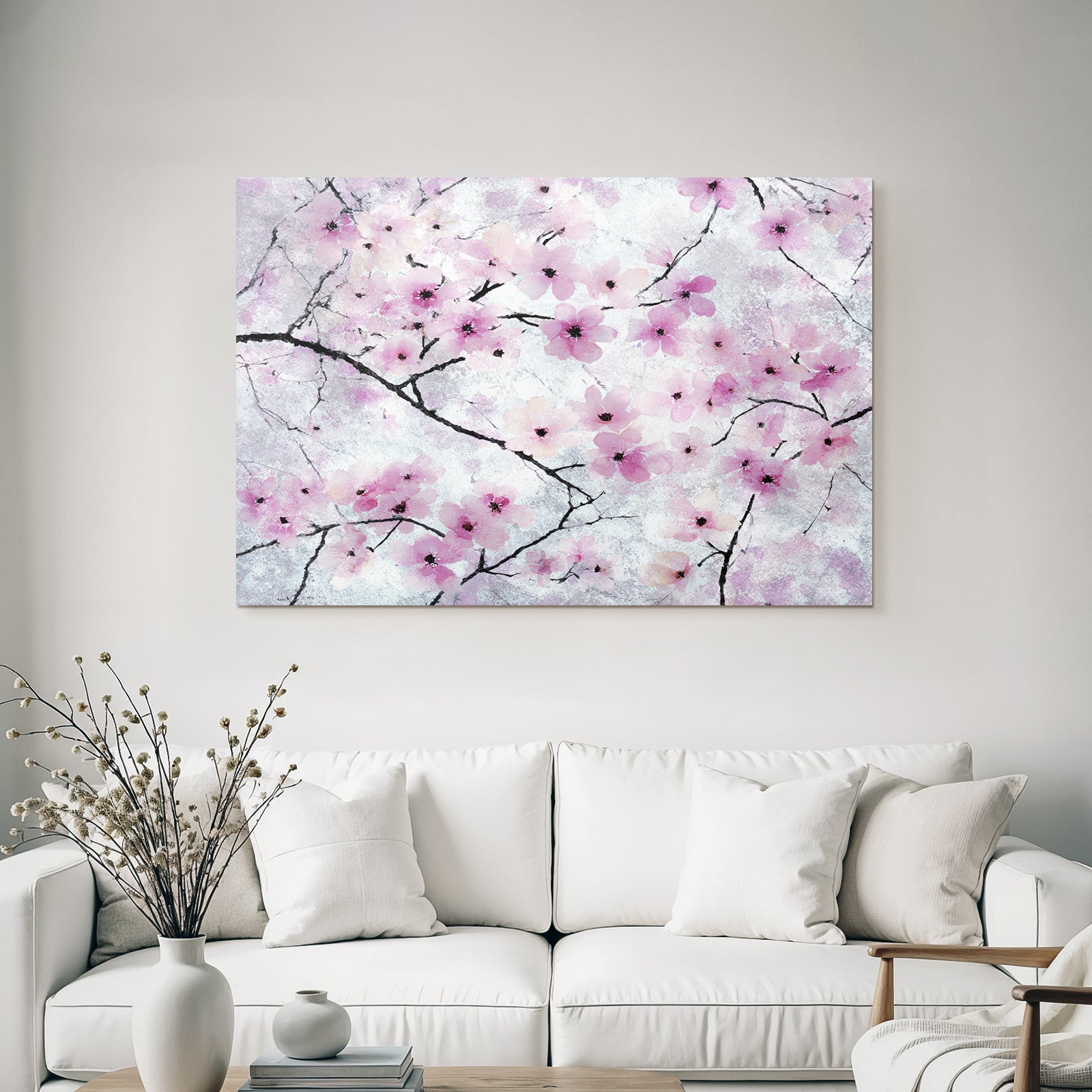 Aquarellbild Sanfte Rosa Kirschblüten Zarte Zweige