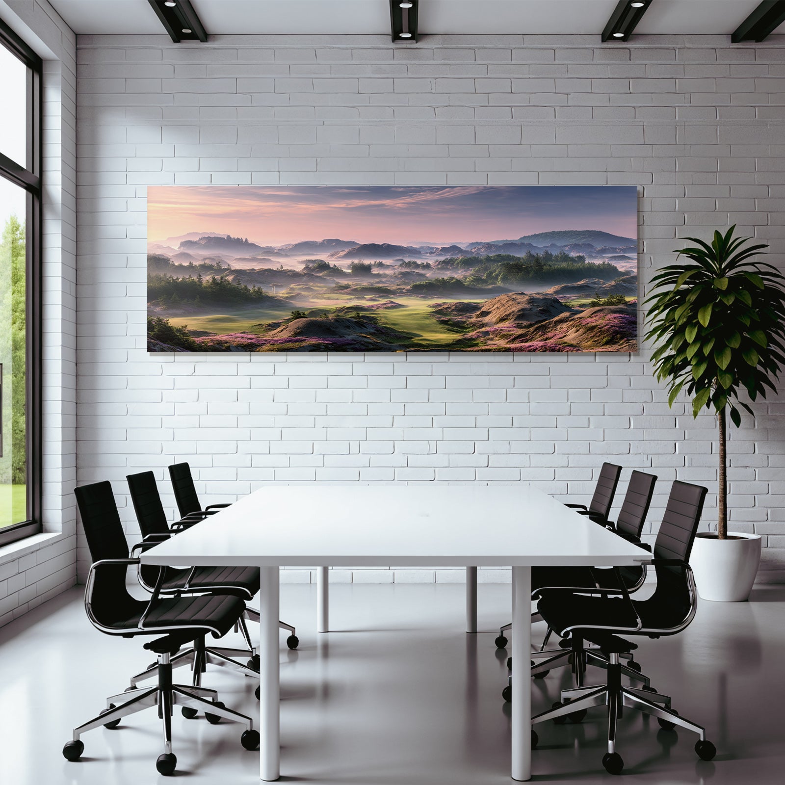 Friedliche Landlandschaft Mit Hügeln Und Blumen Morgendämmerung | Duenen und Heide | Landschaften