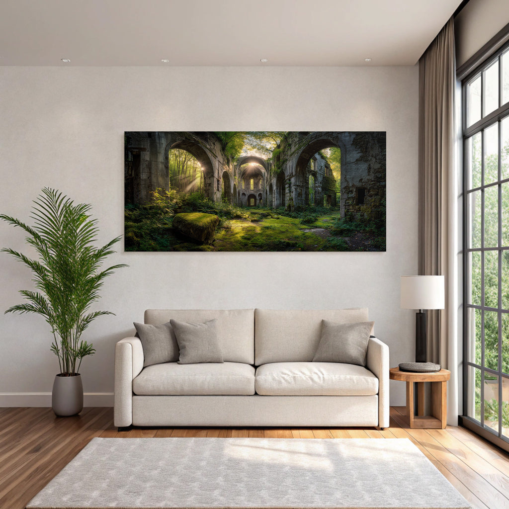 Überwachsene Ruine Umgeben Von Grünem Lichtdurchflutete Atmosphäre | Lost Places | Architektur