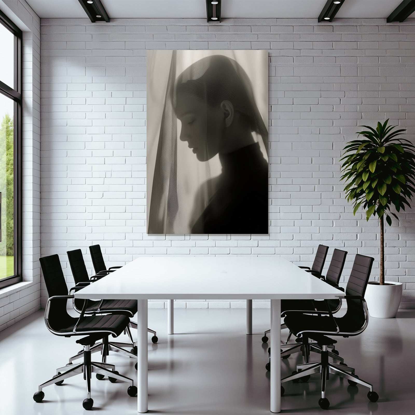 Monochrome Portrait Mit Sheer Stoff Introspektiv Lichtspiel | Aktkunst und Sinnlichkeit | Menschen und Emotionen