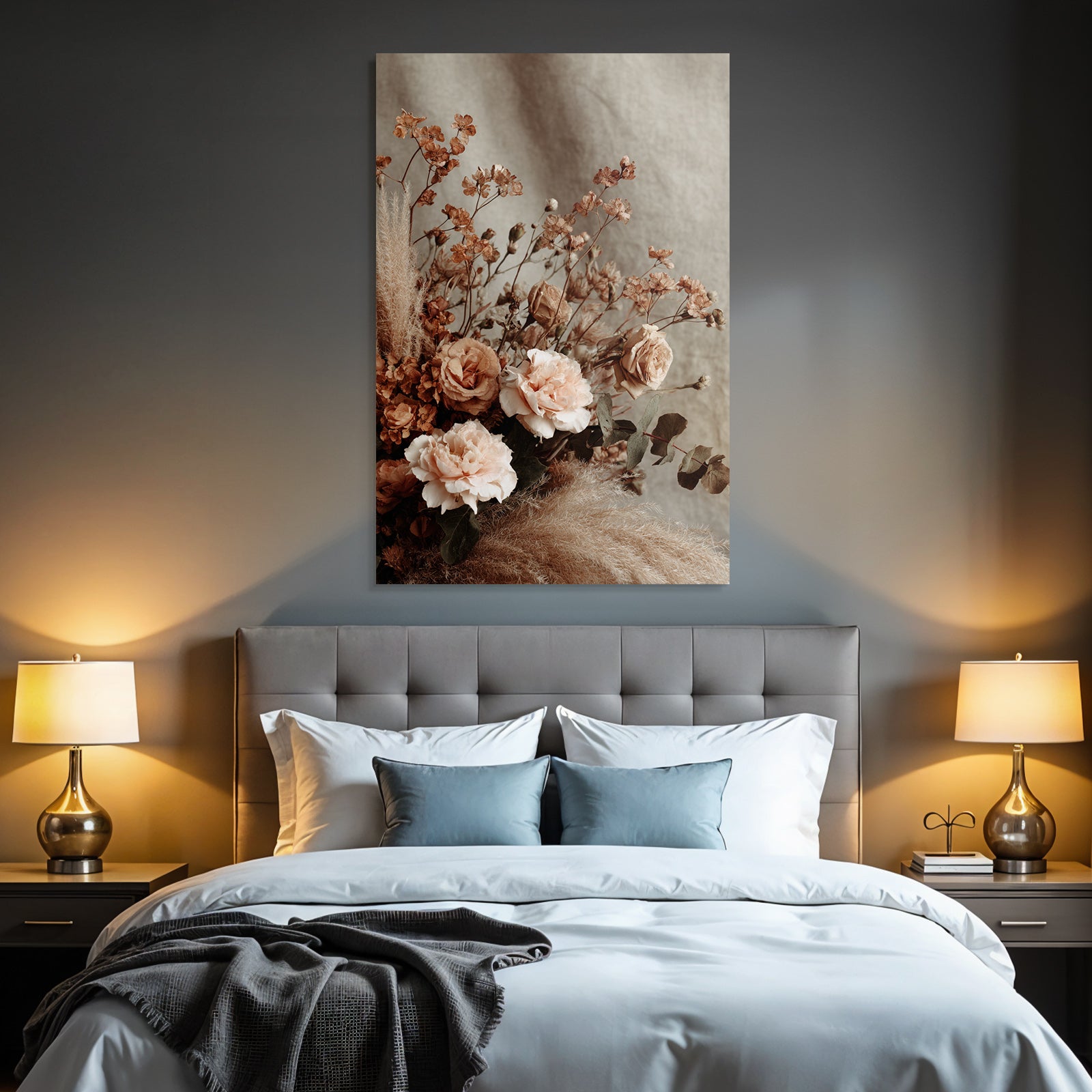 Trocken Retro Flowers Bouqüt Austrockneter Und Frischer Mit Peachfarbenen Rosen