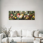 Garten Mit Vielen Rosen Und Nebeligem Hintergrund