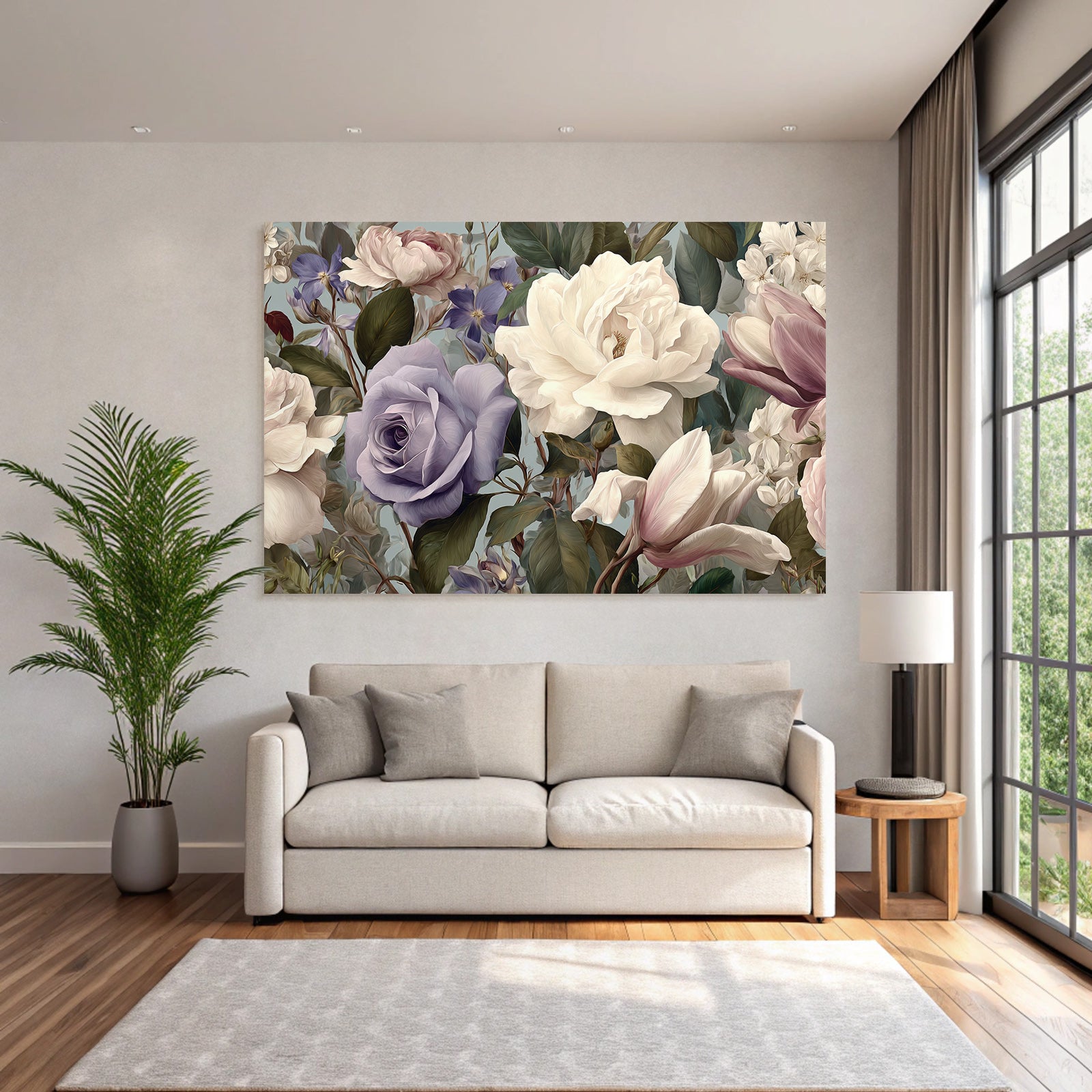 Illustration Mit Rosen Und Blättern In Malerischem Stil