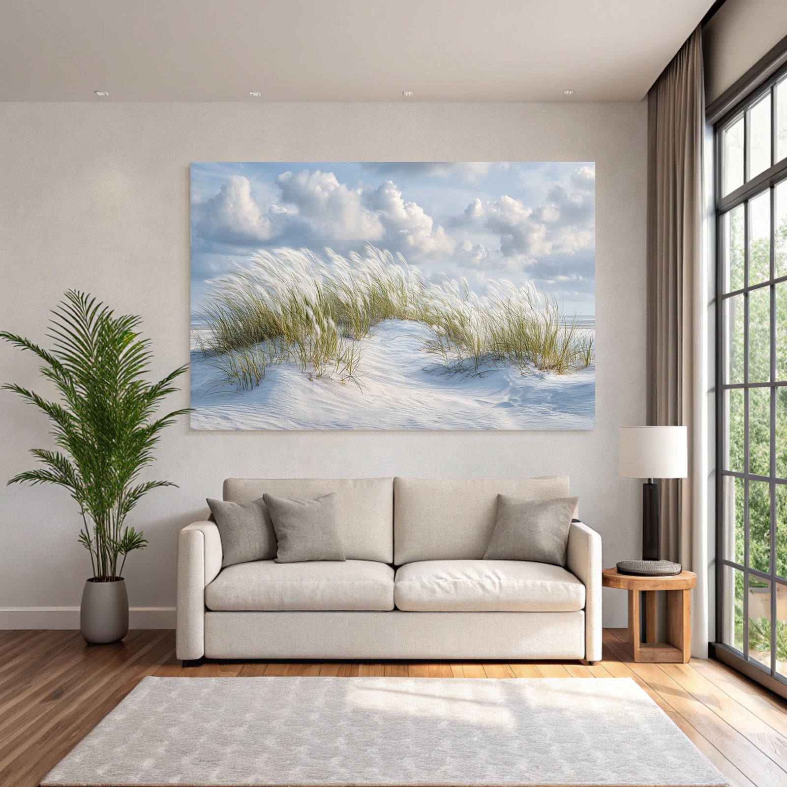 Sandstrand Mit Gras Und Wolken | Duenen und Heide | Landschaften