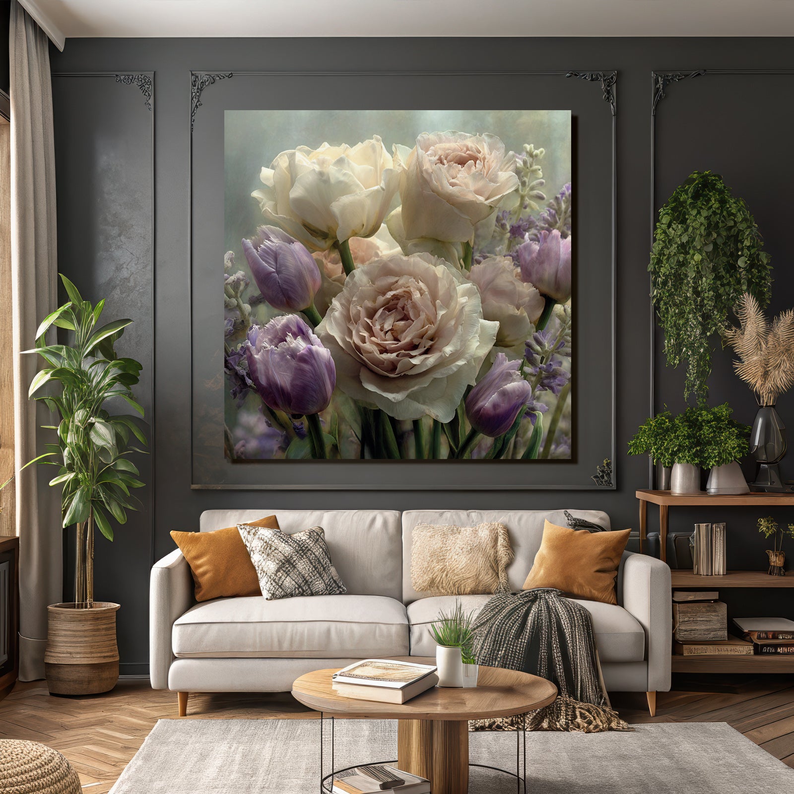 Zarte Rosen Und Tulpen Im Weichen Hintergrund
