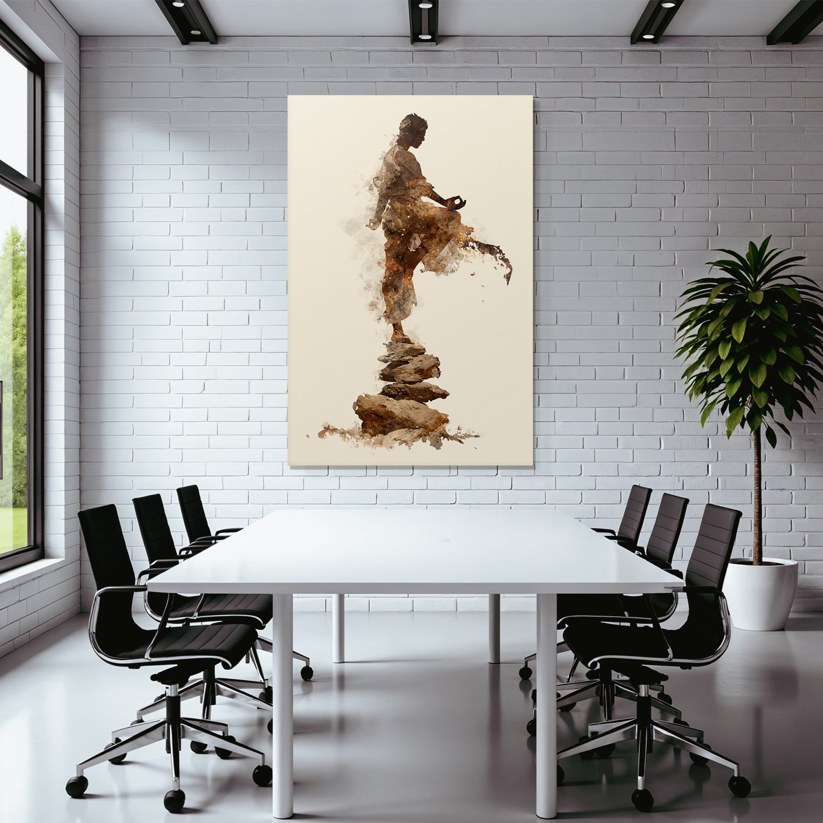 Yoga Meditation Meditierende Figuren Auf Steinen Wasserfarbe Abstrakt | Yoga und Meditation | Themen und Hobbys