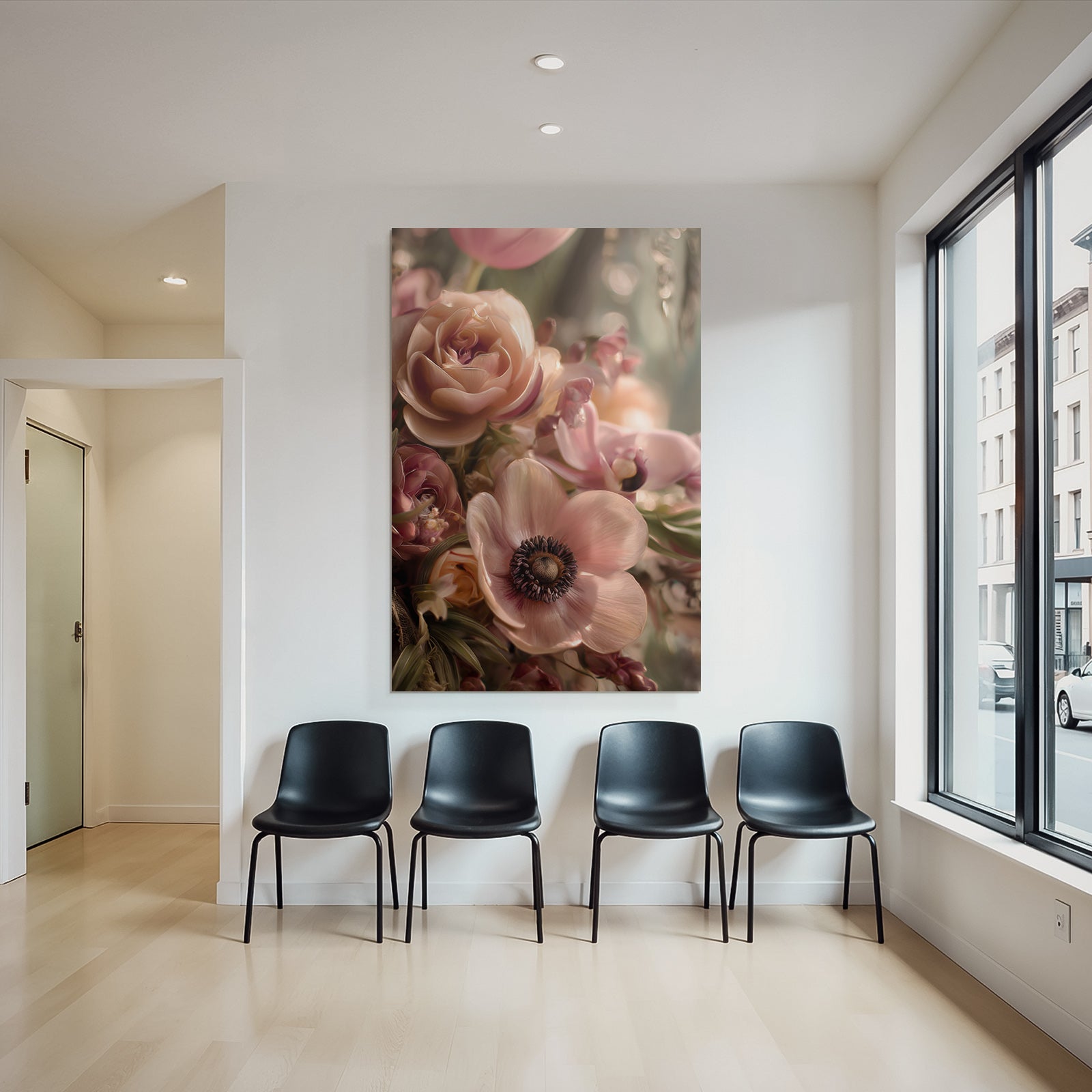 Orchideen Anemonen Pfingstrose Zarte Komposition In Zarten Rosatönen