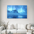 Polarlicht Atemberaubende Landschaft Mit Auroren Und Bergblick | Fjorde und Gletscher | Landschaften