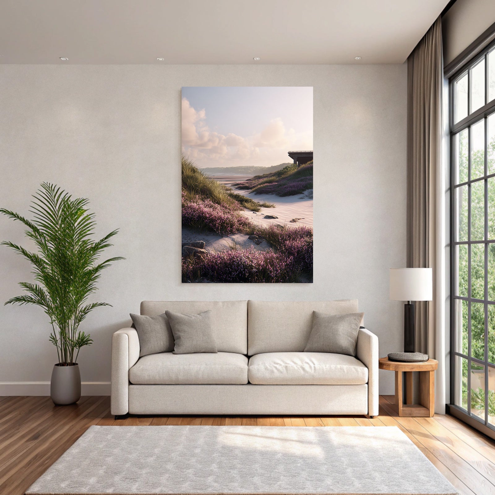 Friedliche Landschaft Strand Sonnenaufgang Blumen Dunen | Duenen und Heide | Landschaften