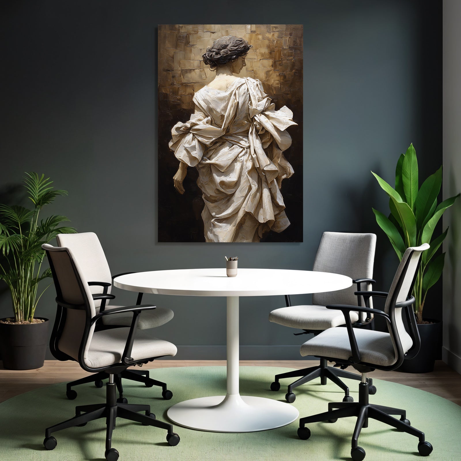 Elegante Figura Mit Gewickeltem Stoff Im Hintergrund Mit Detail Reichtum | Aktkunst und Sinnlichkeit | Menschen und Emotionen