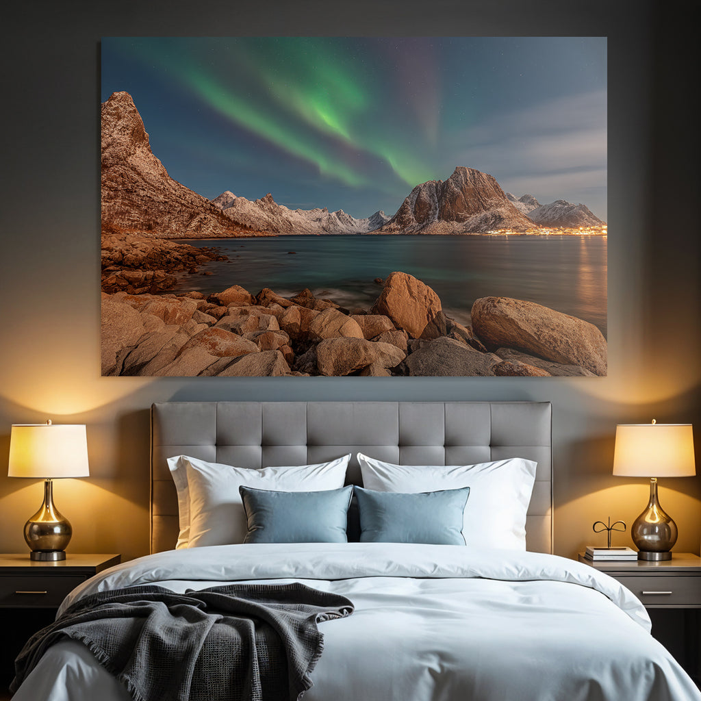 Polarlicht Schöne Landschaft Mit See Und Norlicht In Den Polarregionen | Fjorde und Gletscher | Landschaften