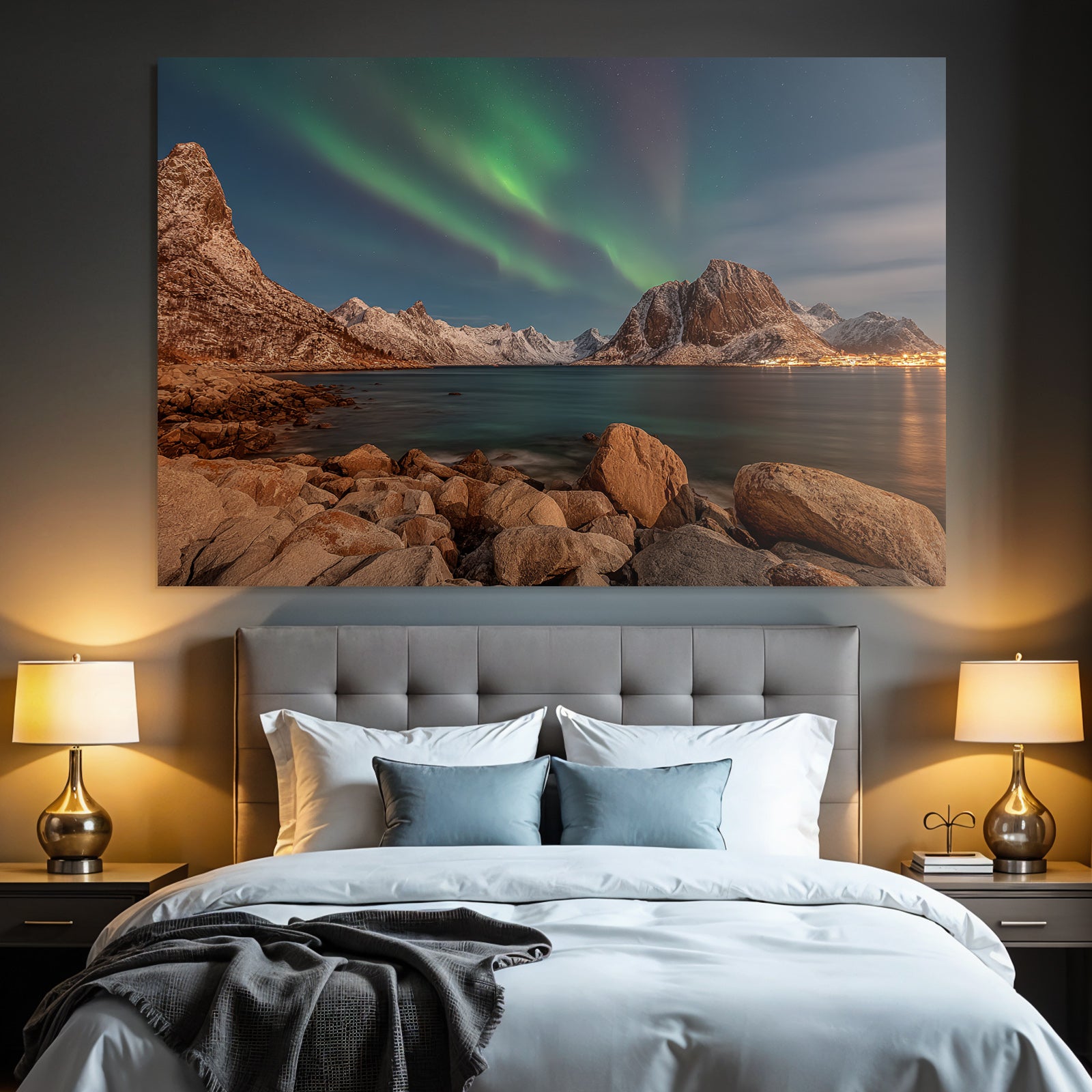 Polarlicht Schöne Landschaft Mit See Und Norlicht In Den Polarregionen | Fjorde und Gletscher | Landschaften