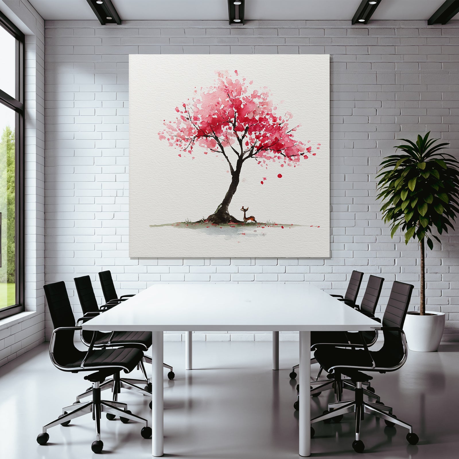 Reh Unter Dem Rosabluhenden Baum