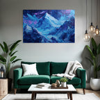 Polarlicht Dramatische Gipfel Blaue Und Violette Farben Impasto Technik | Fjorde und Gletscher | Landschaften