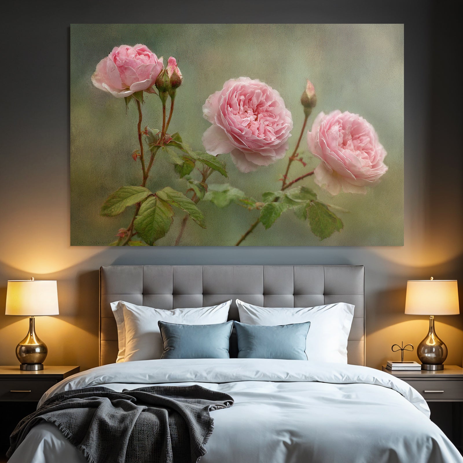 Rosa Rosen In Verschiedenen Blütenstadien Mit Knospen Und Grünen Blättern