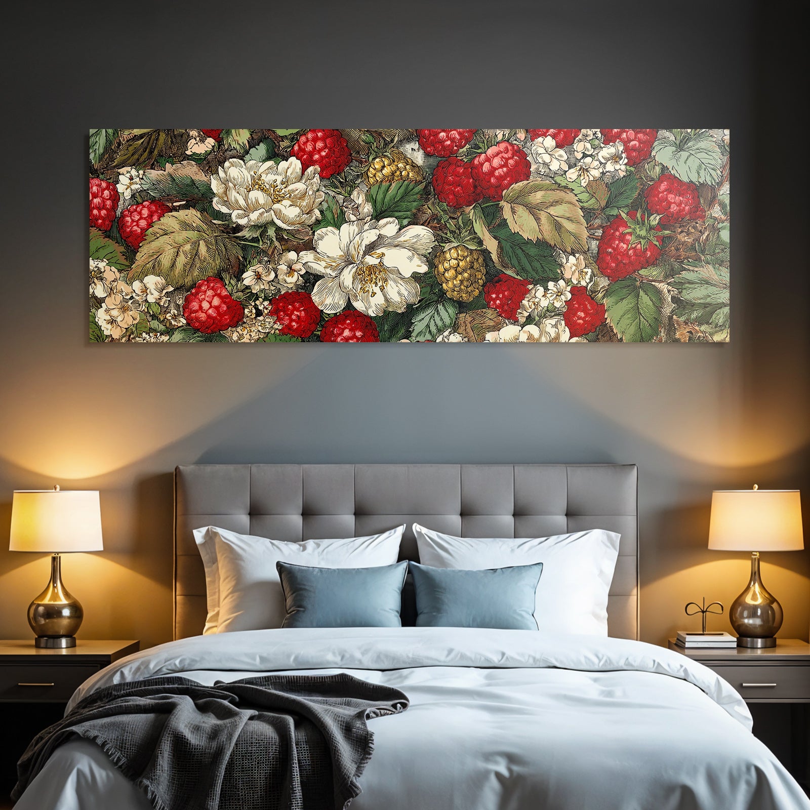 Vintage Botanische Illustration Mit Himbeeren Brombeeren Und Grünen Blättern