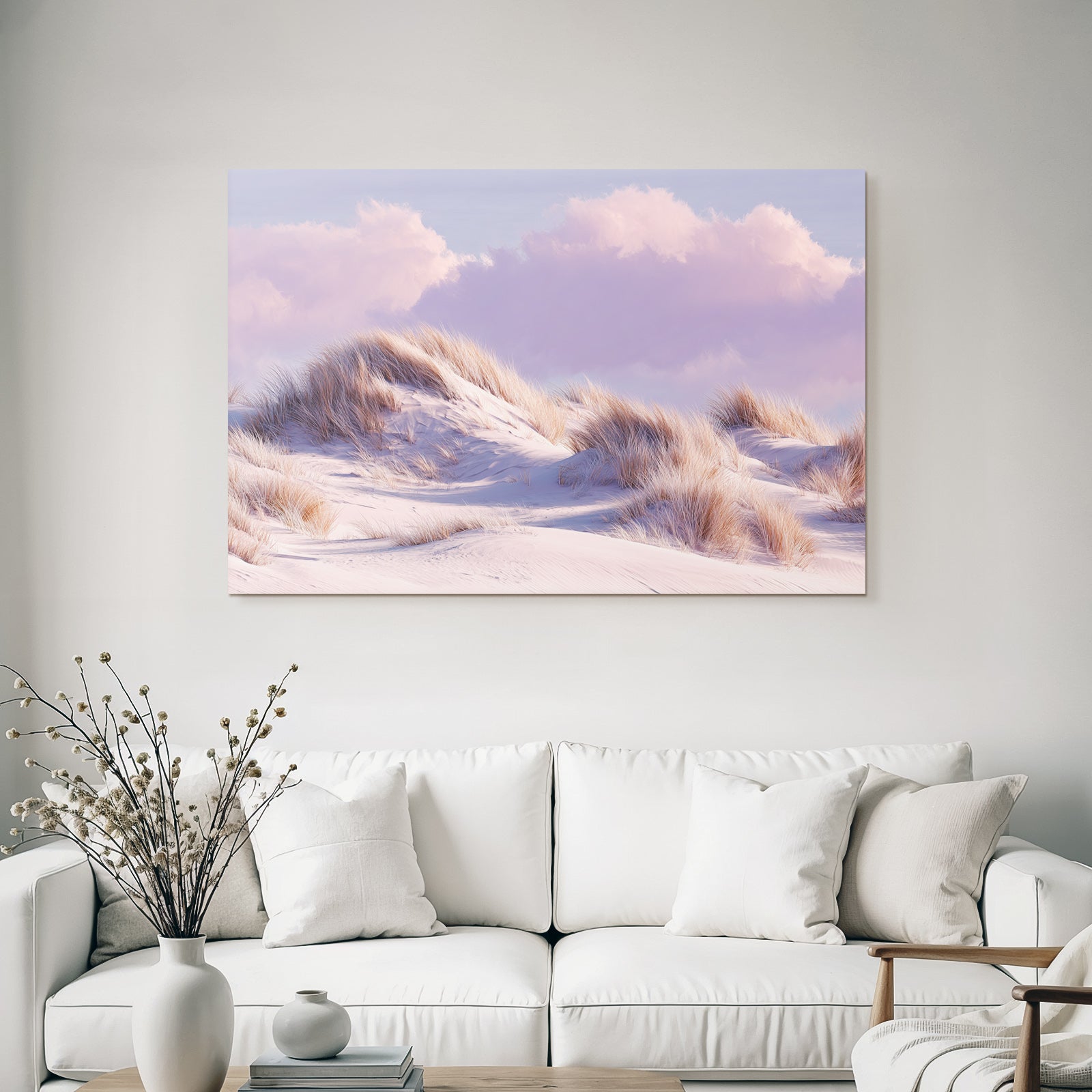 Ruhige Sanddünenlandschaft Mit Wolken Im Pastellfarbton | Duenen und Heide | Landschaften