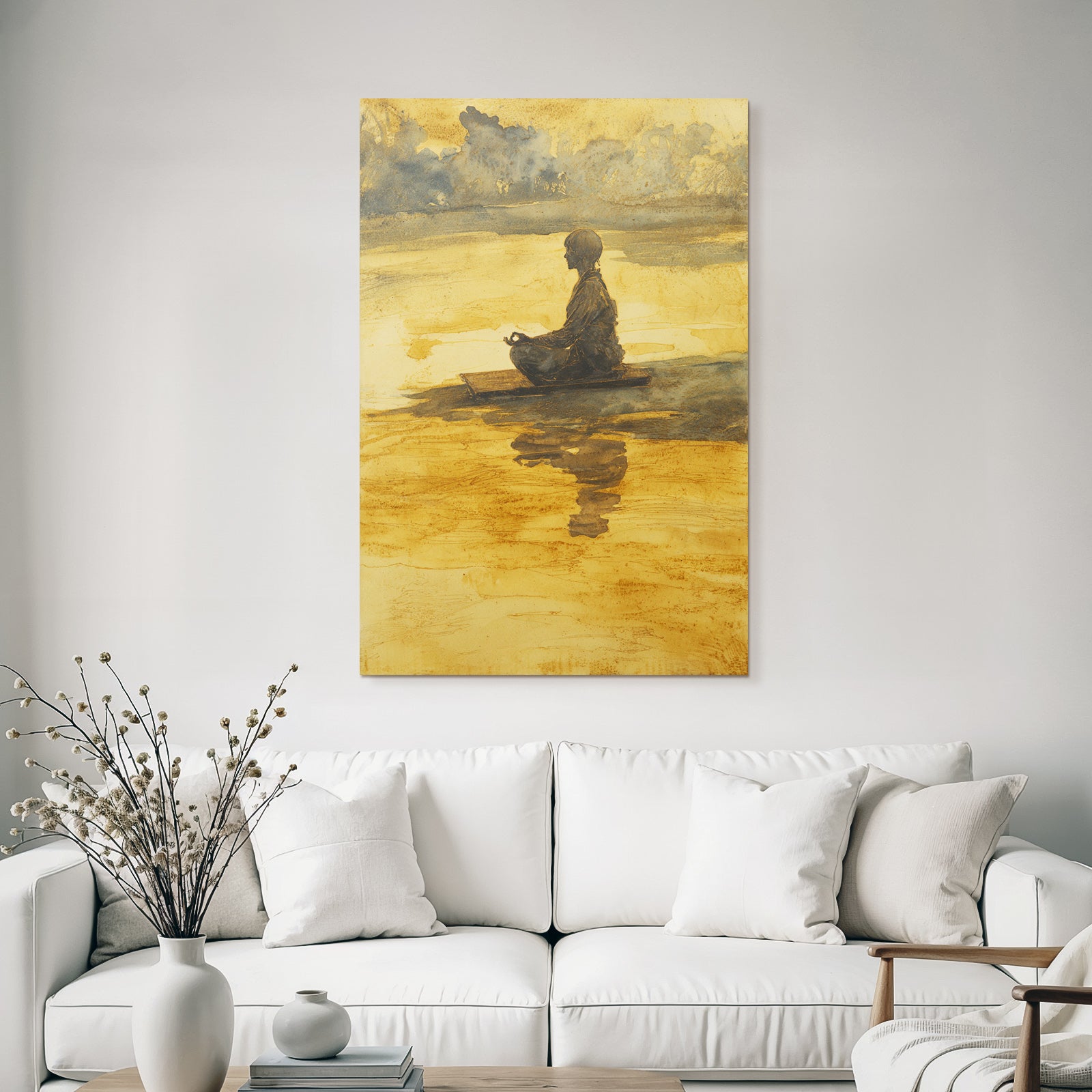 Yoga Meditation Einsame Figuren Im Meditativen Posen Auf Dem Wasser | Yoga und Meditation | Themen und Hobbys