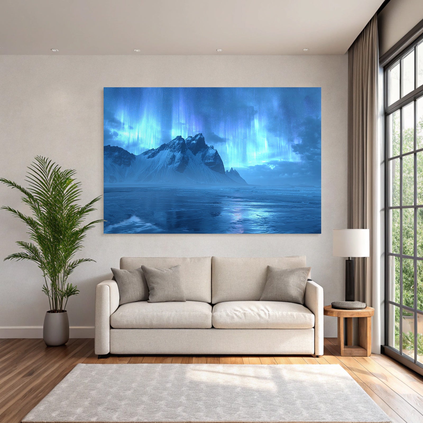 Polarlicht Atemberaubende Landschaft Mit Auroren Und Bergblick | Fjorde und Gletscher | Landschaften