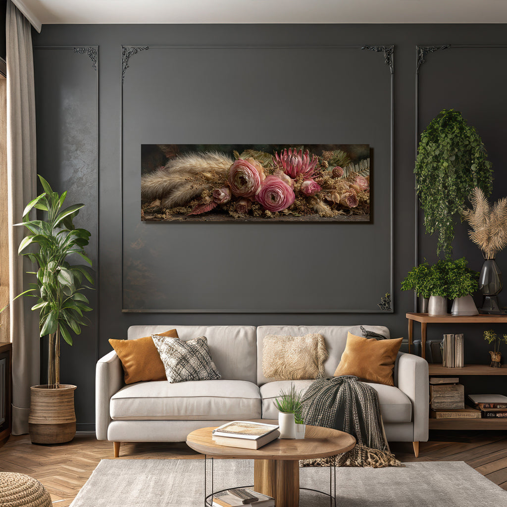 Trocken Retro Flowers Florale Anordnung Mit Rosen Und Getrockneten Pflanzen Elegant Kunstvoll