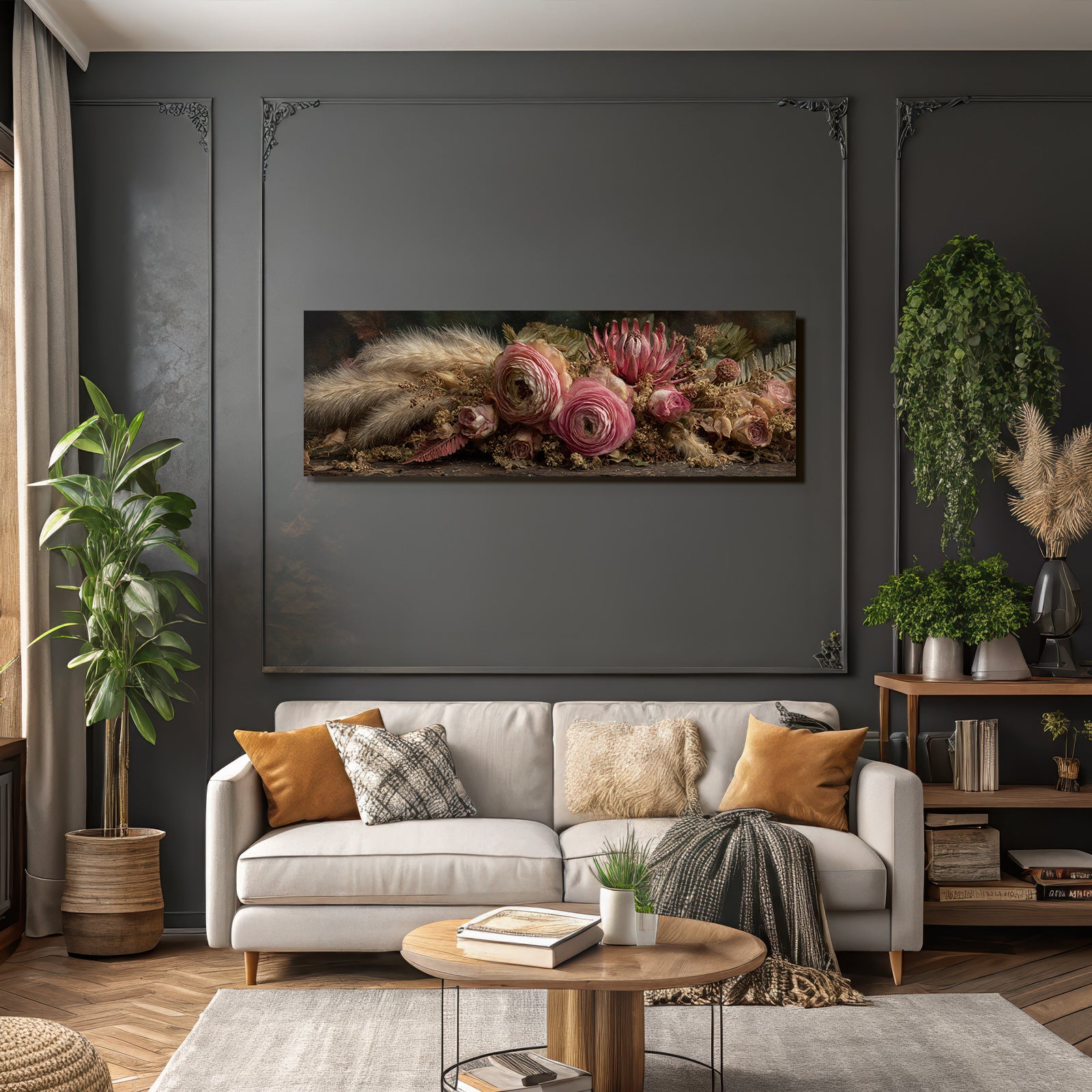 Trocken Retro Flowers Florale Anordnung Mit Rosen Und Getrockneten Pflanzen Elegant Kunstvoll