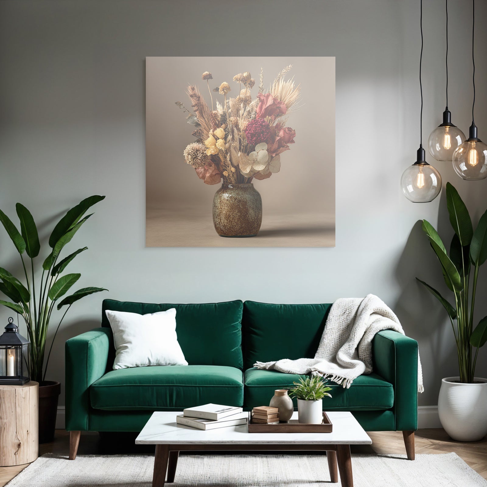 Trocken Retro Flowers Getrocknete In Vase Dekorative Anordnung Warme Farben