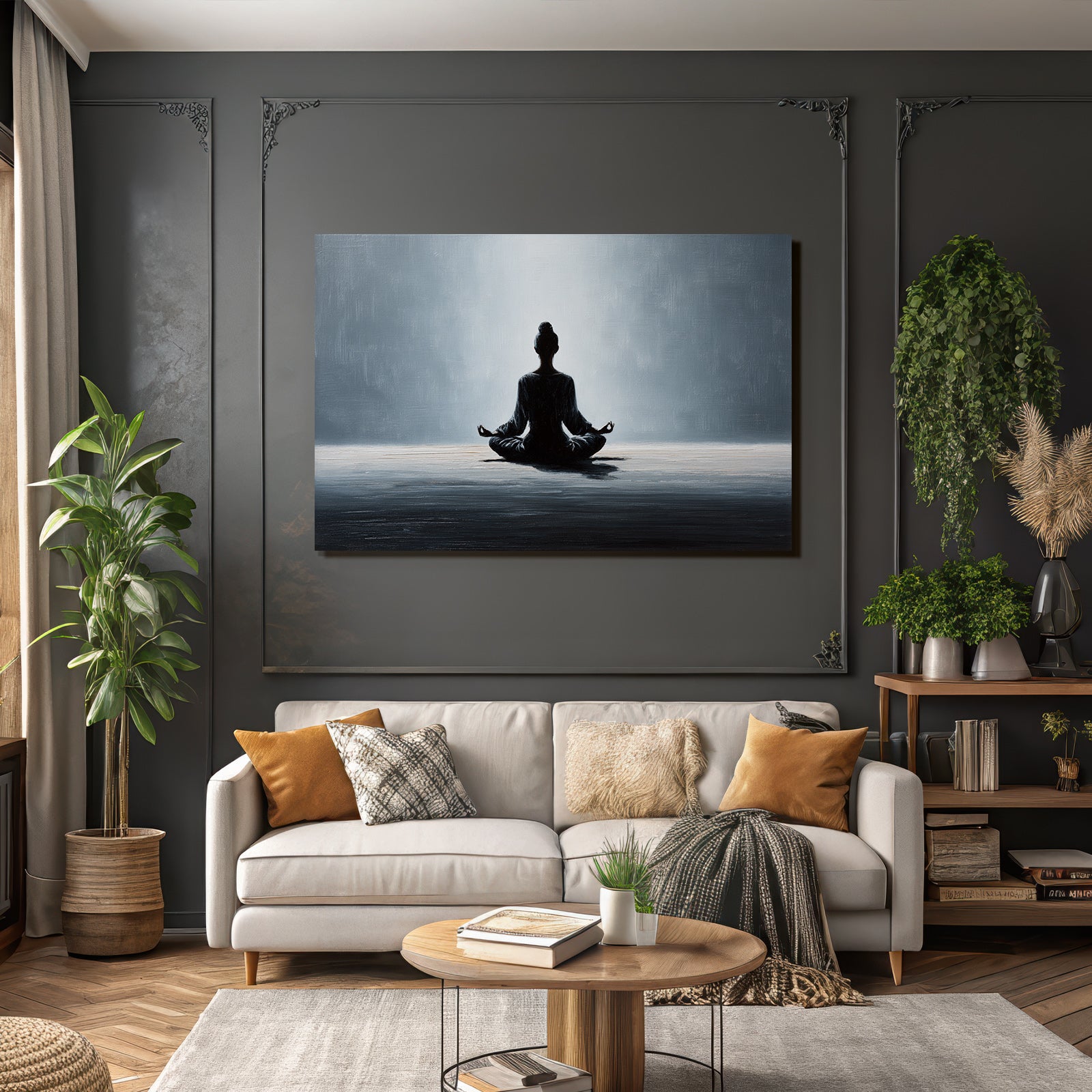 Yoga Meditation Meditierende Person Im Silhoütten Stil Ruhe Und Geistige Frieden | Yoga und Meditation | Themen und Hobbys
