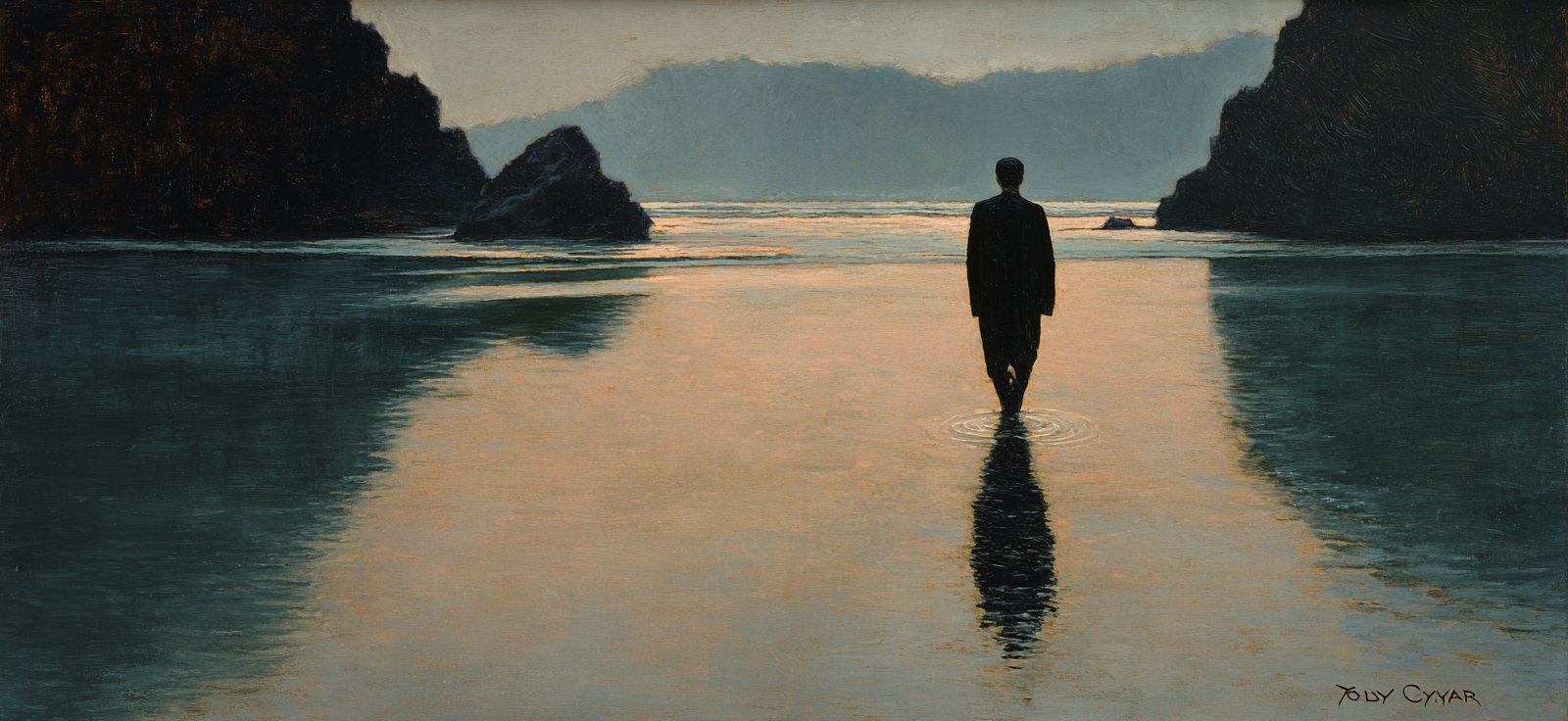 Yoga Meditation Einsame Figur Im Flachen Wasser Mit Steinformation Kunstvolle Repräsentation | Yoga und Meditation | Themen und Hobbys