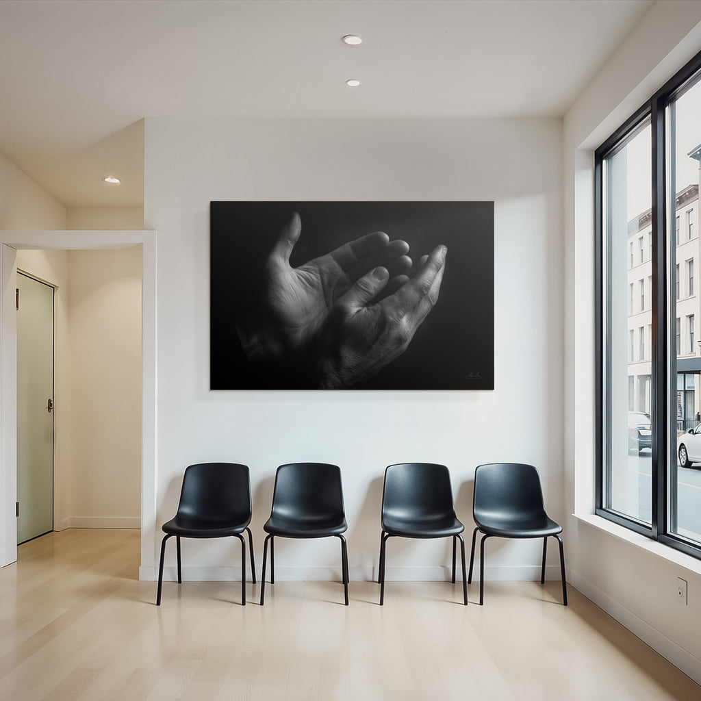 Offene Hände Kunstwerk Schwarz Weiss Dramatisch | Haende und Gestik | Menschen und Emotionen