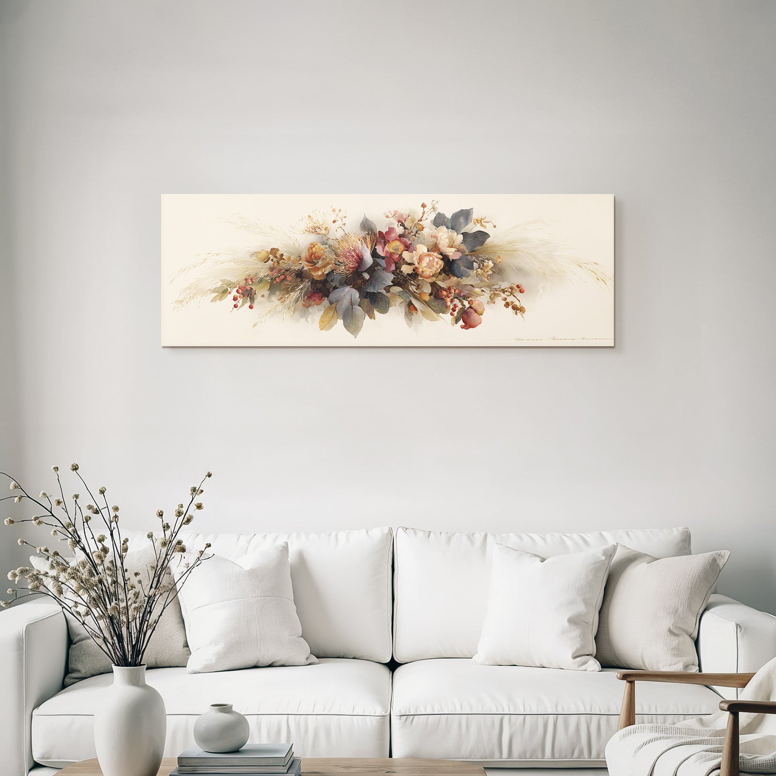 Trocken Retro Flowers Blumige Aquarellillustration Mit Weichen Farben Dekorative Elemente